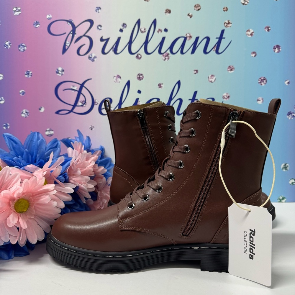 GORGEOUS CHOCOLATE COMBAT BOOTS - Picture 3 of 9